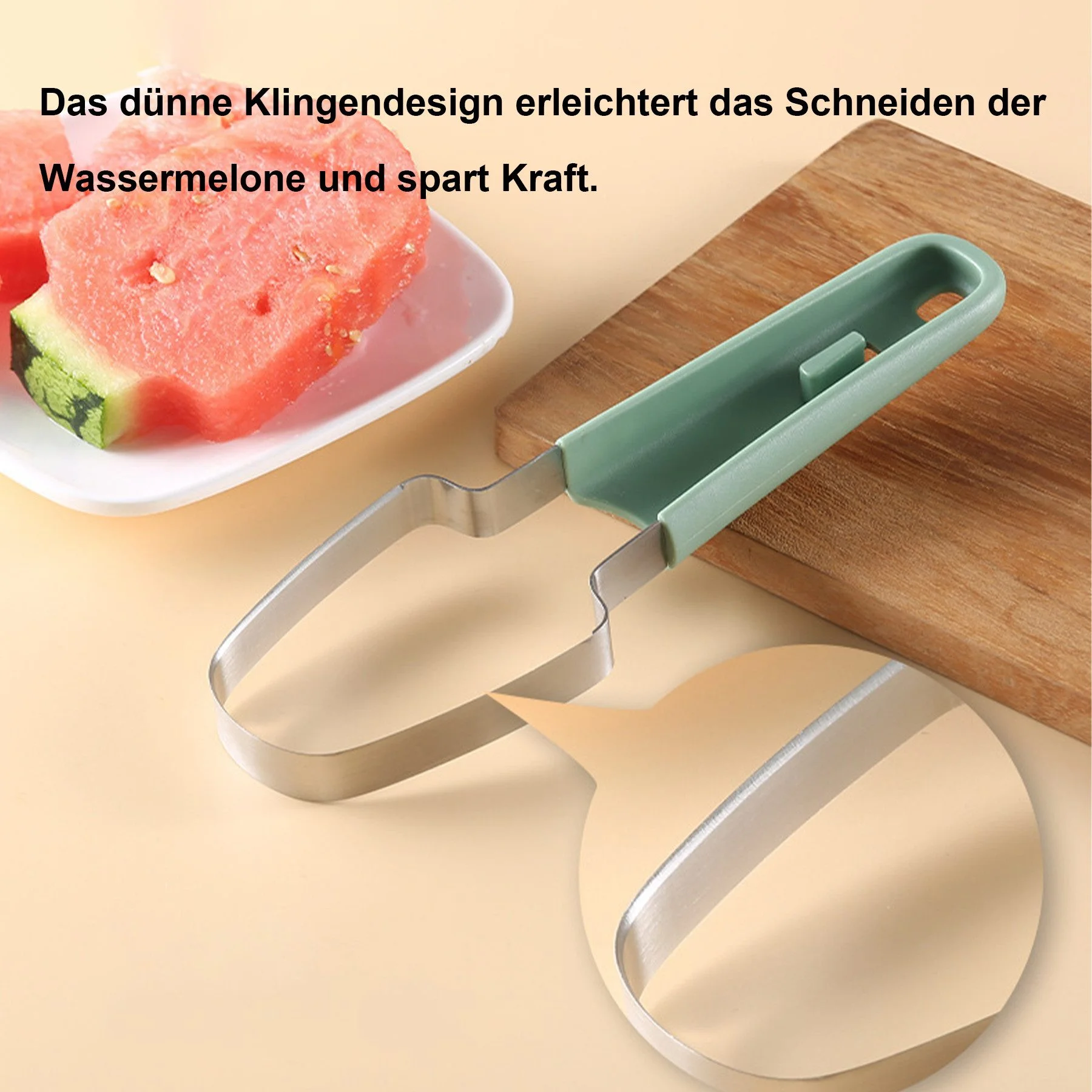 3-in-1 Obst- & Melonenschneider aus Edelstahl – Praktisches Schneidwerkzeug für Zuhause & unterwegs
